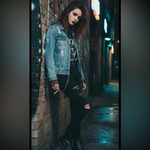 Endless Love Faded distressed Denim studded Jacket Sz M